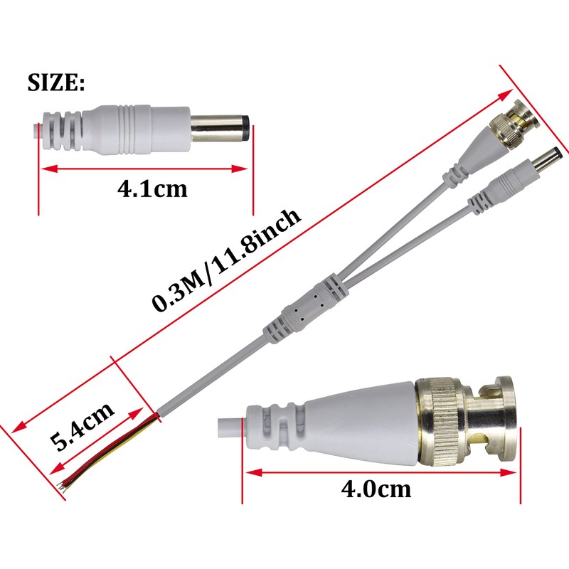HCFeng BNC DC Video Power Cable BNC and DC Male