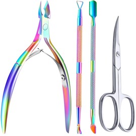 Cuticle Nipper, Cuticle Scissors, Cuticle Remover Trimmer Pusher Nippers, Cuticle Remover Professional Durable Toe Pedicure Nail Manicure Tools - 4Pack