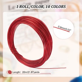 PandaHall Elite 10 Rolls Colored Aluminum Craft Wire 20 Guage Flexible Metal Artistic Floral Jewely Beading Wire 10 Colors for DIY Jewelry Craft Making Each Roll 65 Feet