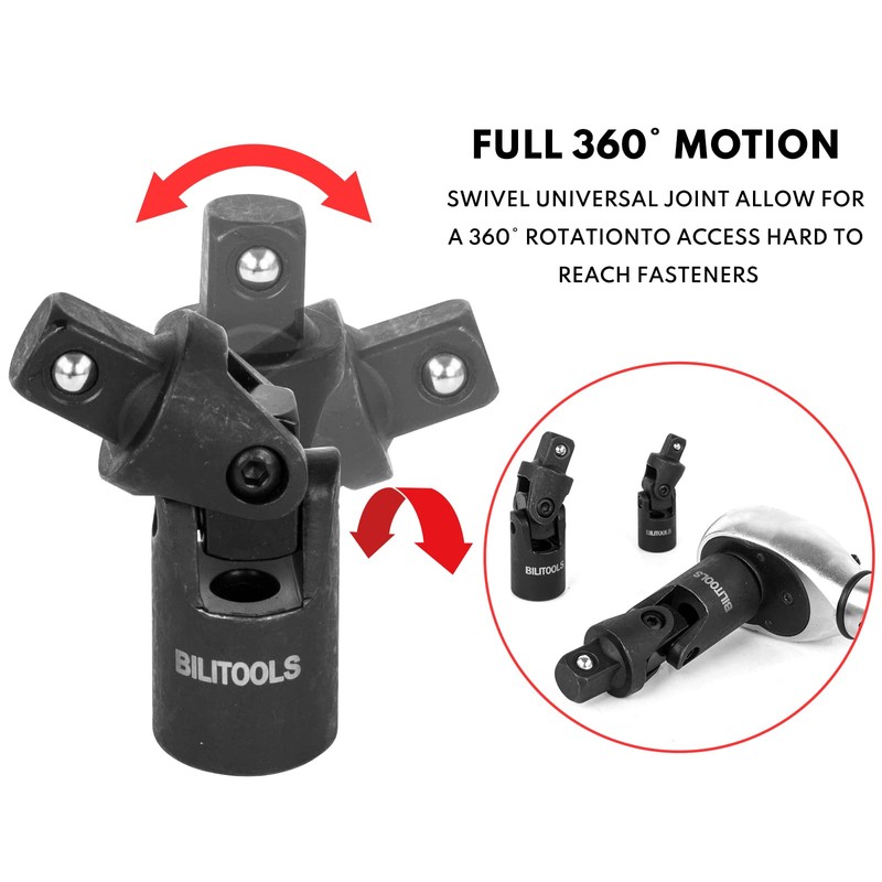 BILITOOLS 18-Piece Impact Socket Extension Set,includes 1/4" 3/8” & 1/2”