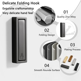 XSGTZMJ 4Pcs Foldable Hooks Wall Mount Zinc Alloy, Bathroom Wall Hook Retractable for Hanging Clothes, Keys, Towels, Folding Hooks with Fixing Accessories (Gray)