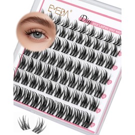 EMEDA Manga Lashes, Natural Anime Lash Clusters C Curl Wispy Fairy Eyelash Cluster Mix 8-16mm Natural Look Cluster Lashes DIY Lash Extensions Individual Lash Super Thin Band (DL16)