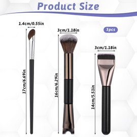3 Pcs Nose Contour Brush Set, U-Shaped Dual-End Contour Brushes for Makeup 2-in-1 Sculpting Nose Brush Fluffy Angled Tilt Brushes for Noses Sculpting Highlighting Defining
