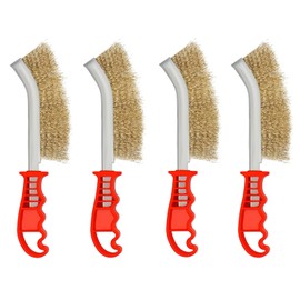 Pack of 4 brass grill brushes, grill brush, brass bristles, manual grill brush, not easy to break, suitable for cleaning solder inclusions, rust and residues on barbecues