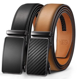 Zitahli Ratchet Belt Men 2 Pack - Click Leather Mens Belt Adjustable,Cut for Perfect Fit Dress and Casual,Gifts for men,Men's Accessories Size 34"-40"