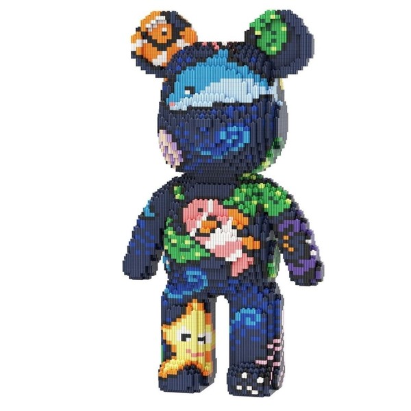 LNCHENQI Animal Blue Graffiti Ocean Bear Micro Building Blocks Set(7376Pieces)