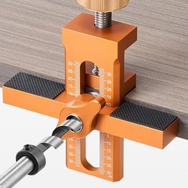 Cabinet Handles Door Installation Jig,Adjustable Cabinet Door Mounting Jig,Aluminum Alloy Handles Installation Kit with Drilling Bit & L Wrench,Heavy Duty Hole Drilling Template Fixing Clip
