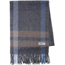 Michiko London 100% Wool Scarf  – Classic Gray Plaid, Cold Weather Protection