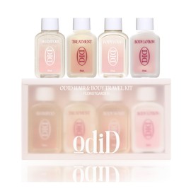 OdiD Hair & Body Travel Kit, Florist Garden Scent (Shampoo, Treatment, Body Lotion, Body Wash) Trial Set, Mini Size, Trial Set