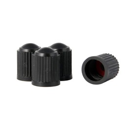 RockTrix - Pack of 4 - Black Plastic Valve Stem Caps - Rubber O-Ring Seal, Leak-Proof Air Protection - Universal Application