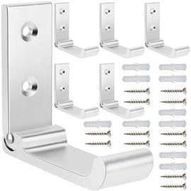 MsBong 6PCS Folding Coat Hooks, Wall Hooks for Hanging Coat Hooks Hardware No Rust Heavy Duty Aluminum Alloy Hooks Wall Mounted with Screws for Keys, Towel, Hat, Bags (6PCS-Silvery)