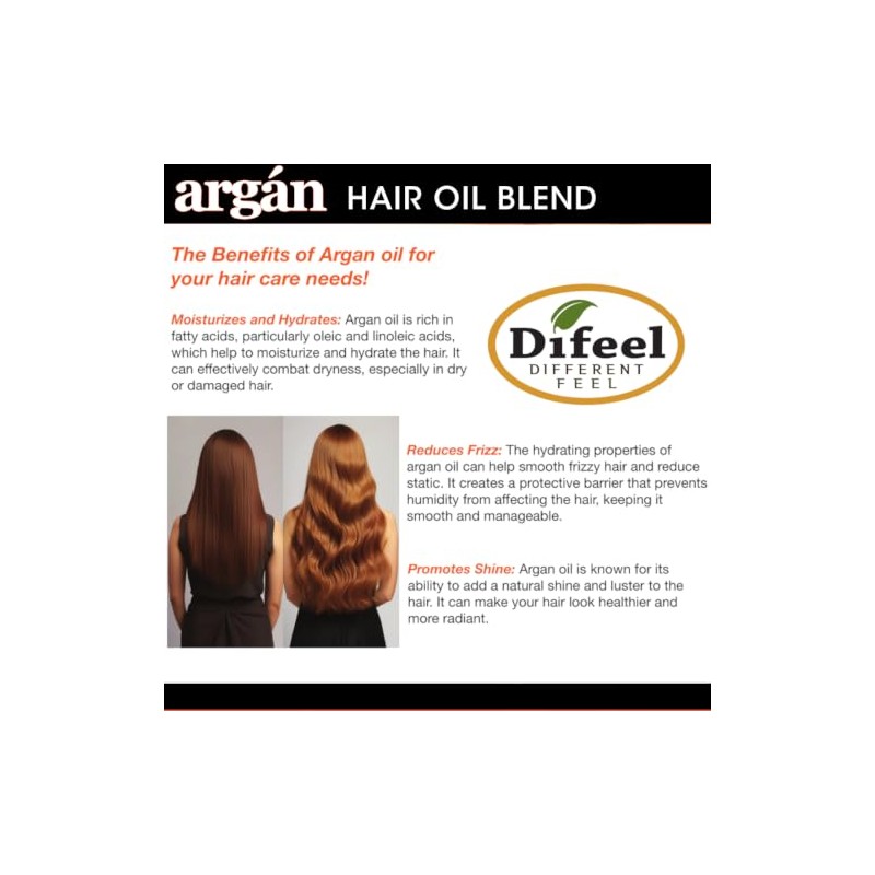 Difeel Aceite de cabello natural premium - Aceite de argán
