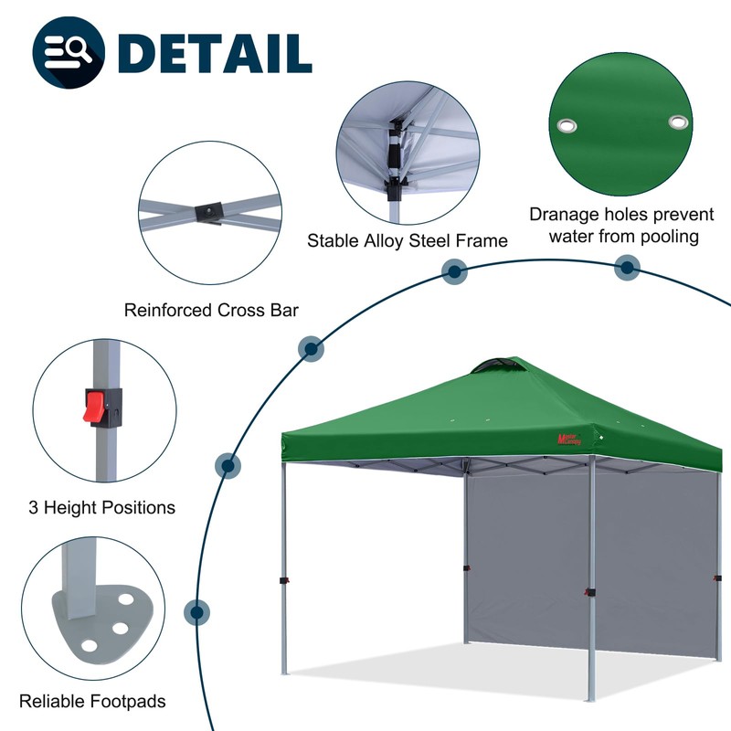 MASTERCANOPY 10x10 Durable Pop Up Canopy Tent with 1 Sidewall,
