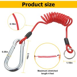 TSUGAMI Breakaway Trailer Cable, 4 FT Heavy Duty Steel Spring Towing Coiled Wire, Safety Automotive Emergency Brake Away Cable Accessories, Universal for Camper, Caravan, RV