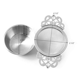 2 Pack Tea Strainers with Drip Bowls,Stainless Steel Loose Leaf Tea Strainers-The Empress Tea Strainer Mesh Tea Infuse with Double Winged Handles-Silver2