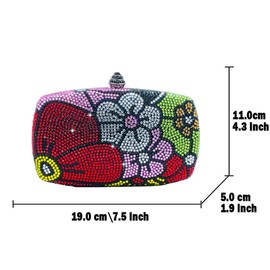 Boutique De FGG Flower Crystal Clutch Purse Women Black Evening Bags Party Rhinestone Clutch Bag Wedding Prom Handbags,Mini, Black, Mini