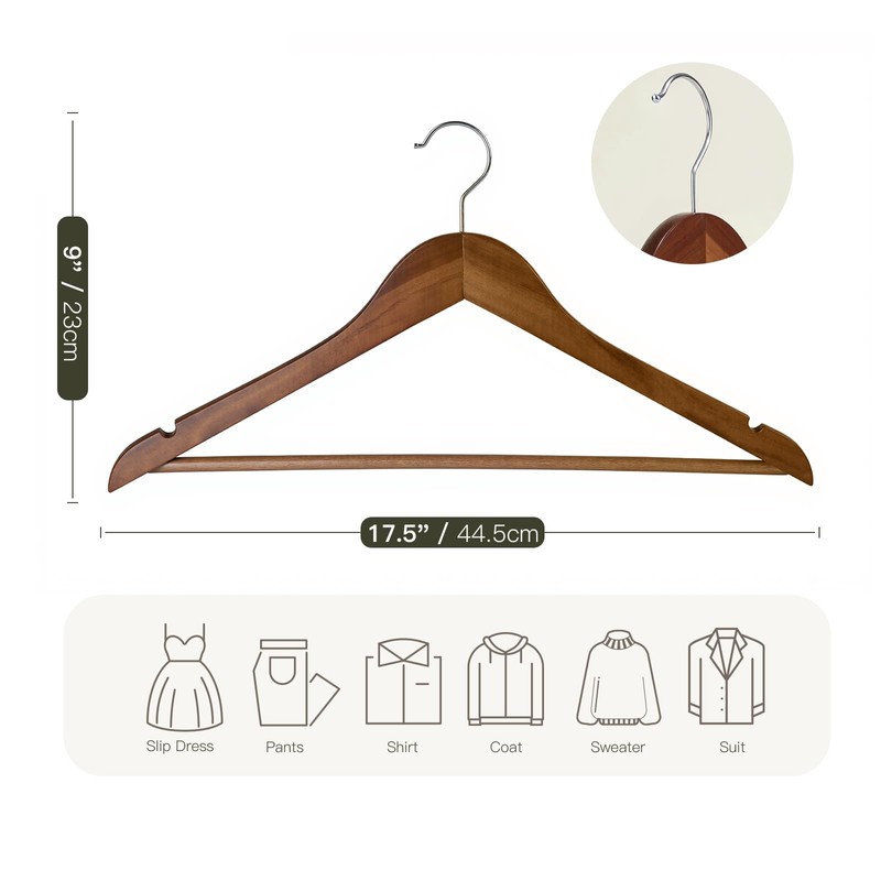 Ulimart Wooden Hangers 30 Pack,Heavy Duty Solid Wooden Clothes Hangers