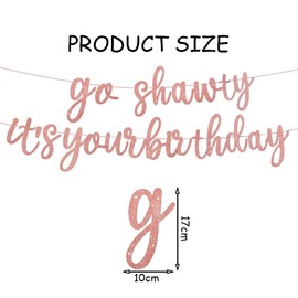 HSC Pink Birthday Decorations, Birthday Decorations for Women, Go Shawty It's Your birthday Banner - Glitter Sign - Party Decorations for Adults