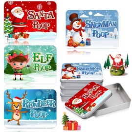 Zhengmy 4 Pack Novelty Character Mint Christmas Stocking Stuffers Tins Christmas Mint Tins Gift Funny Candy Metal Box for Kids Teen Boy Adult, 4 Cute Style