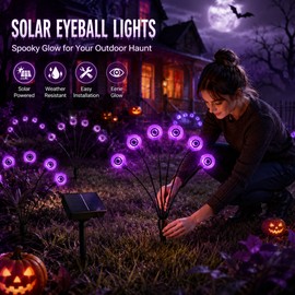 Solar Eyeball Lights for Halloween Decor – 6-Head Outdoor Stake Lights with Flash & Steady Modes for Garden, Yard & Lawn