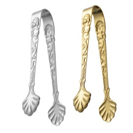 Alipis 2pcs Mini Stainless Steel Ice Cube Tongs Serving Tongs for Sugar Cubes