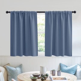 RYB HOME RV Curtains for Camper Windows - Soft Thermal Insulated Small Window Curtain Tiers for Cafe Kitchen Bedroom Basement Glass Door Window, W 42 x L 30 inches, Stone Blue, 2 Panels