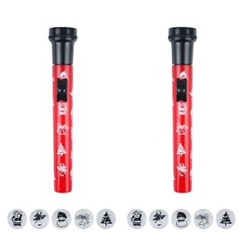 Lizzy 2 x Christmas Torch with 5 Image Covers | Christmas Shapes Cover Xmas Tree Snowman Candy Bell Kids Toddler Projector Light Torch with Christmas Character