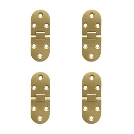 LIKERAINY 180 Degree Brass Flip Hinges Fitting Furniture Hinge for Cabinets Table Folding Table Rounded with Screws Copper Polishing Pack of 4