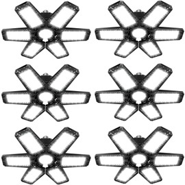 ISKYDRAW Garage Lights Bulb - 6 Pack 200W Garage Lights Ceiling LED 20000LM 6500K Led Shop Light with 6 Deformable Panels, Screw in E26 E27 Socket Basement Lighting for Workshop Barn Attic