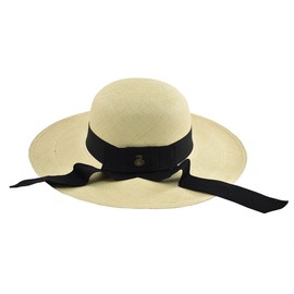 Original Panama Hat - Women's Classy Wide Brim - Toquilla Straw - Handmade in Ecuador (Medium | 55cm - 56cm, Natural (Black Band))