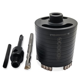 GVHAKG Diamond Drill Bit, Socket Countersink Core Drill Bit, Set 82 mm, Segment Height 10 mm, with Pilot Drill 10 x 120 mm, for Electric Flush-Mounted Boxes in Concrete, Masonry and Stone