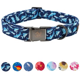 Elegant little tail Dog Collar, Blue Shark Pattern Pet Collar Durable Cute Dog Collars Male or Female Pet Gift Adjustable Dog Collar for X-Small Dogs