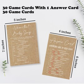 Kraft Paper Baby Shower Game - 30 Name That Baby Song Cards, Gender Reveal Party Favors