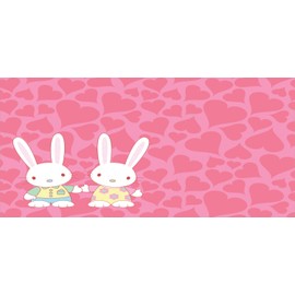 Ambesonne Bunny Pencil Pen Holder, Valentines Day Theme Pattern with Hearts and Romantic Couple Bunnies in Outfits, Ceramic Pencil Holder for Desk Office Accessory, 3.6" X 3.2", Multicolor