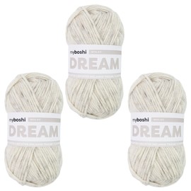 myboshi Dream, Airy Light Yarn with Baby Alpaca for Crochet and Knitting, 76% Cotton, 22% Baby Alpaca, 2% Merino, 50 g, Ll 95 m Beige (Cloud) 3 Balls
