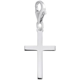 Sterling Silver Cross Charm with Lobster Claw Clasp, Charms for Bracelets and Necklaces