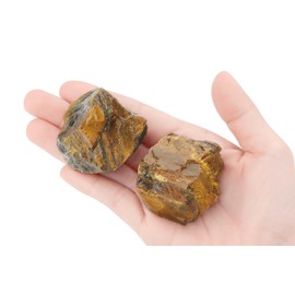 NUKAYAI 2Pcs Tiger Eye Raw Crystals 1.8-2.2" Large Stones Rough Rocks Healing Crystal for Wicca Reiki Wrapping DIY Cabbing Wire Decoration Polishing Natural Rock Gifts