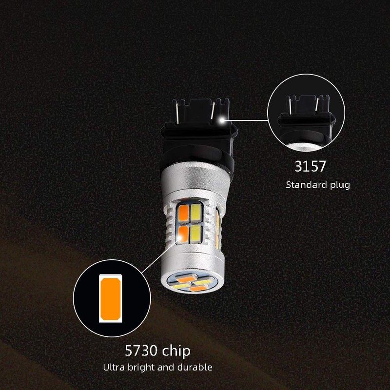 Grandview 3157 Amber/White Switchback Turn Signal LED Light Bulbs 12V