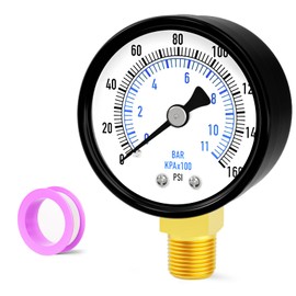 BOGERDACK 0-160psi Well Pump Pressure Gauge 1/4" NPT 2" Face Dial Size Lower Mount, Multifunctional Practical Dry Pressure Gauge, for Water, Oil and Air Compressor Tire Pressure Tester