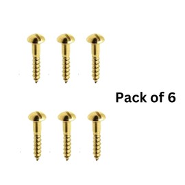Brass Round Head Wood Screws Solid Brass Domed Head Slotted Woodscrew 19mm x 3.5mm Self Tapping Screw for Woodworking Furniture Pack of 6