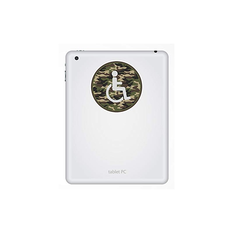 2 x 10cm Green Camo Disabled Vinyl Stickers - Mobility
