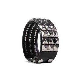 SCOPLATY Genuine Leather Bracelet Cuff with Spikes Studs Rivets - Adjustable Metal Wristband for Men Women, 80s Goth Rock Accessories
