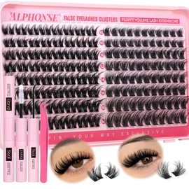 Fluffy Lash Clusters Kit 2 Styles Mixed Cluster Eyelash Extensions Kit Wispy Individual Lashes DIY Lash Extension Kit with Bond and Seal Tweezers by ALPHONSE