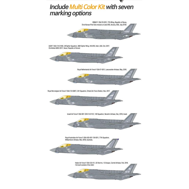 Academy ACA12561 Academy 1:72-F-35A Seven Nation AF Various Medium