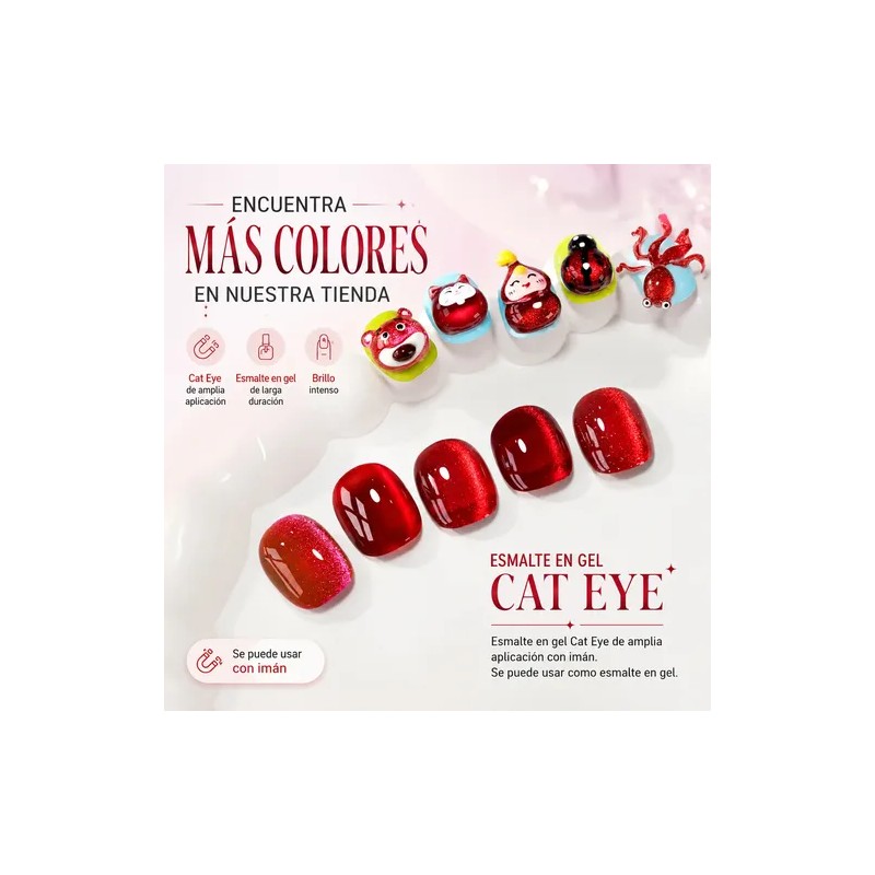 Esmaltes Uñas Gel Uñas Efecto Ojo Gato 3ddoble Iman,6 Uds