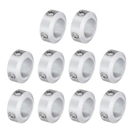 sourcing map 10pcs Set Screw Collars 12mm Bore, Aluminum Shaft Collars, 20mm OD and 8mm Thickness, Set Screw Clamp Collar, Stop Collar for Linear Rod Shaft Guide