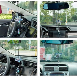 Flor de Loto accesorio de cristal de imitación para retrovisor de automóvil (Colorful)