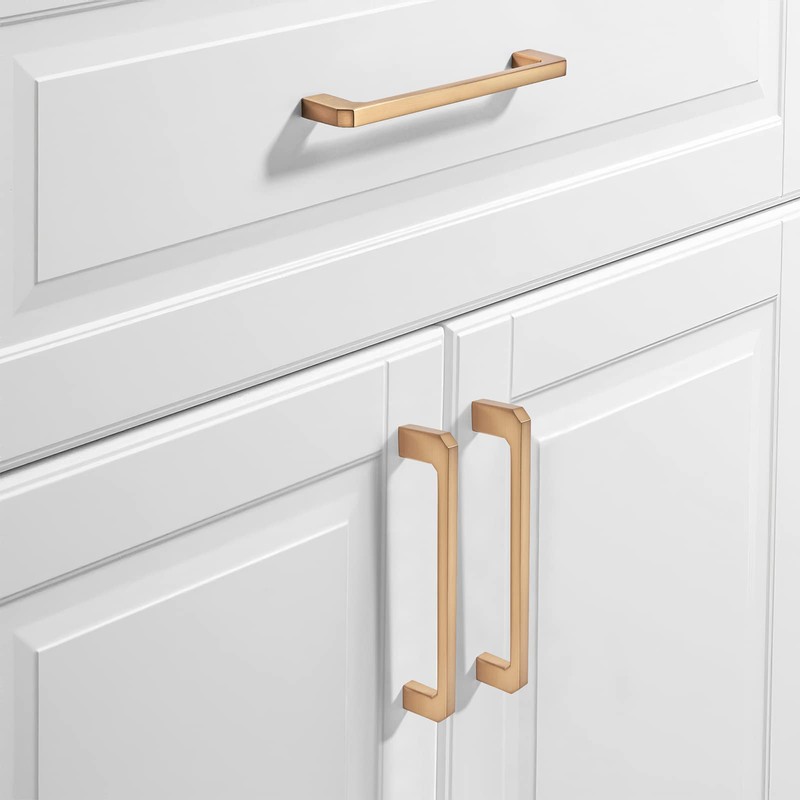 TUNNY 10 Pack Modern Cabinet Handles-3.8"/96mm Screw Spacing Matte Champagne