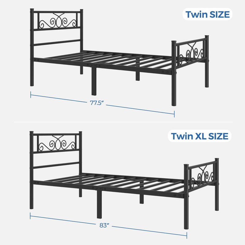 Yaheetech Twin XL Bed Frames Metal Platform Bed with Headboard