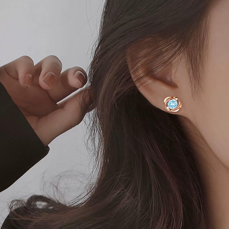 Women's Earrings, 12 Months Birthstone, Sterling Silver, Top Grade AAAAA